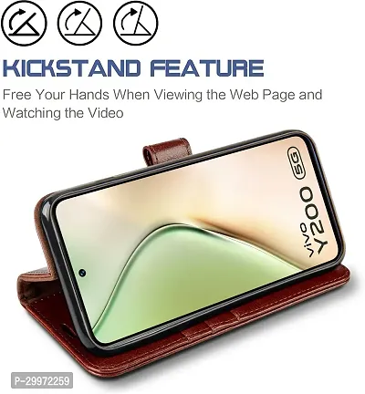 Classy Flip Cover for Vivo Y200 5G Brown Dual Protection-thumb2