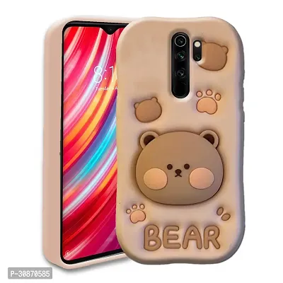 Ascensify Stylish Back Cover for Redmi Note 8 Pro Cute Funny Bear Case with Bear Face Holder  for Redmi Note 8 Pro-thumb0