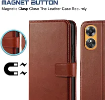 Classy Flip Cover for Oppo A17 Brown Dual Protection-thumb2