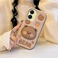 Ascensify Stylish Back Cover for Vivo Y16 Cute Funny Bear Case with Bear Face Holder  for Vivo Y16-thumb4