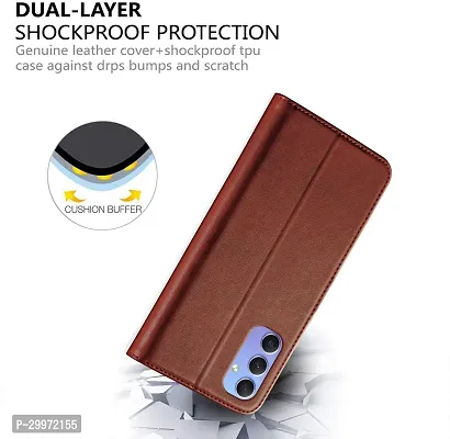 Classy Flip Cover for Samsung Galaxy A34 5G Brown Dual Protection-thumb4