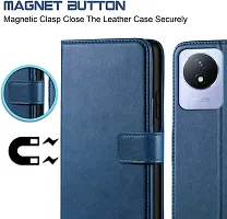 Classy Flip Cover for Vivo Y02 Blue Dual Protection-thumb2