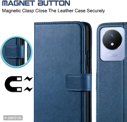 Classy Flip Cover for Vivo Y02 Blue Dual Protection-thumb3