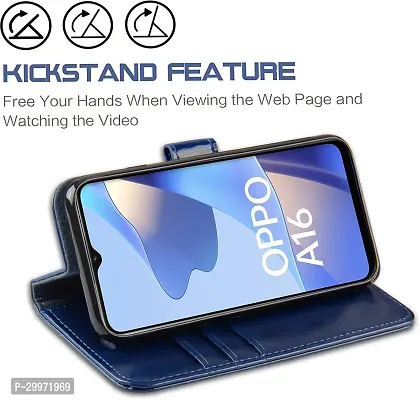 Classy Flip Cover for Oppo A16 Blue-thumb4