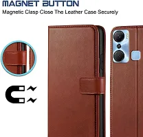 Classy Flip Cover for Infinix Hot 12 Pro Brown Dual Protection-thumb3