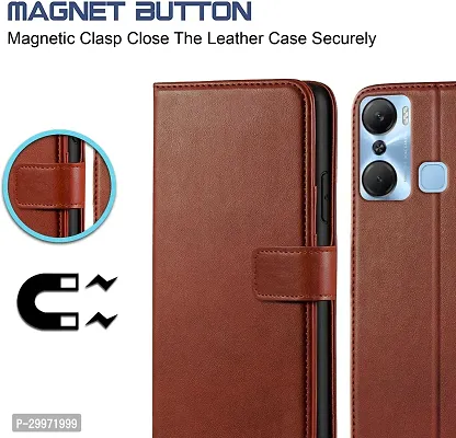 Classy Flip Cover for Infinix Hot 12 Pro Brown Dual Protection-thumb4