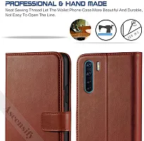 Classy Flip Cover for OPPO F15 Brown Dual Protection-thumb1