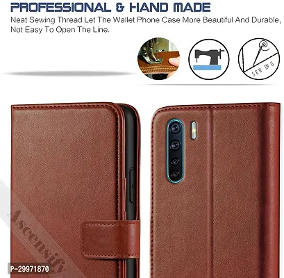 Classy Flip Cover for OPPO F15 Brown Dual Protection-thumb2