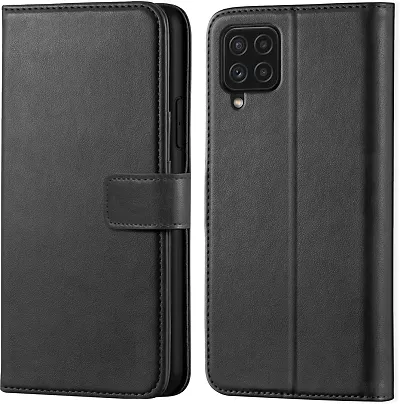 Cloudza Samsung Galaxy F22 Flip Back Cover | PU Leather Flip Cover Wallet Case with TPU Silicone Case Back Cover for Samsung Galaxy F22 Black