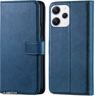 Classy Flip Cover for Redmi 12 Blue Dual Protection-thumb0