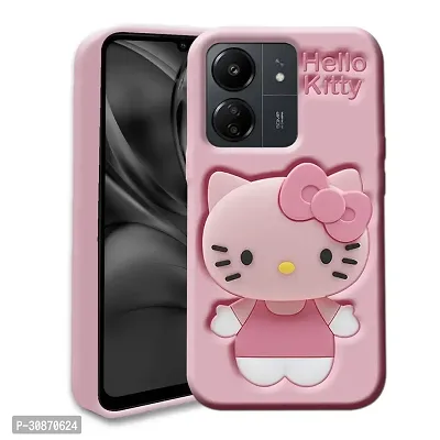 Ascensify Stylish Back Cover for Redmi 13C 4G Cute Hello Kitty Soft Case with Kitty Face Holder  for Redmi 13C 4G