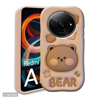 Ascensify Stylish Back Cover for Redmi A3 2024 Cute Funny Bear Case with Bear Face Holder  for Redmi A3 2024-thumb0