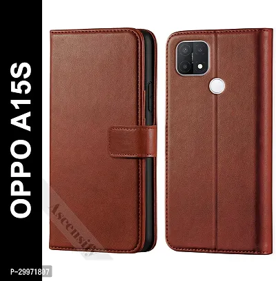 Classy Flip Cover for OPPO A15S Brown Dual Protection