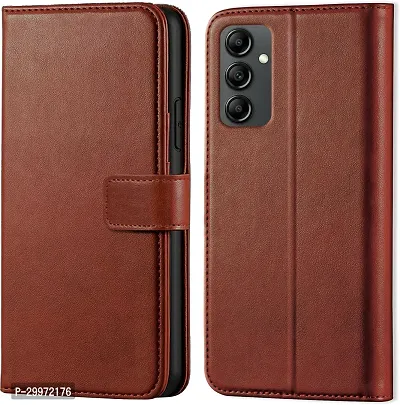 Classy Flip Cover for Samsung A14 5G Brown Dual Protection-thumb0