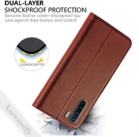 Classy Flip Cover for OPPO F15 Brown Dual Protection-thumb2