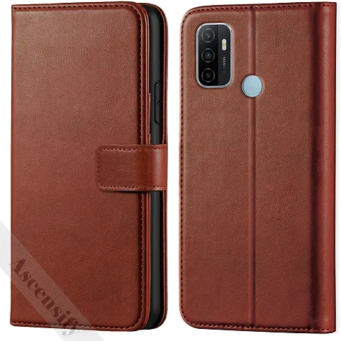 Classy Flip Cover for OPPO A53 Brown Dual Protection