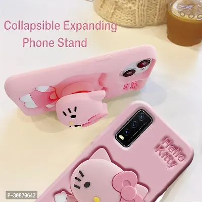 Ascensify Stylish Back Cover for Vivo Y20 Cute Hello Kitty Soft Case with Kitty Face Holder  for Vivo Y20-thumb2