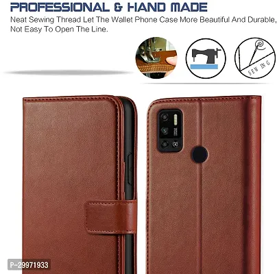 Classy Flip Cover for Tecno Spark 6 Air Brown Dual Protection-thumb3