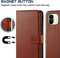 Classy Flip Cover for Mi A1 Plus Brown Dual Protection-thumb2