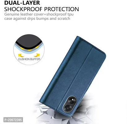 Classy Flip Cover for Oppo A38 Blue Dual Protection-thumb4