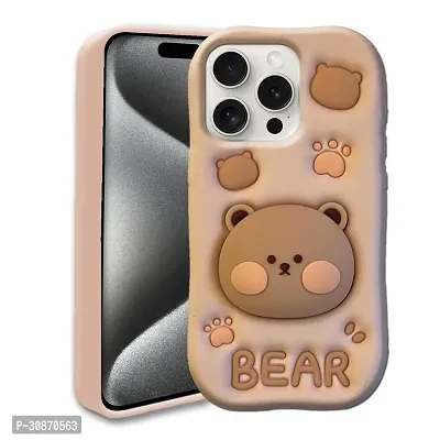 Ascensify Stylish Back Cover for Apple iPhone 15 Pro Cute Funny Bear Case with Bear Face Holder  for Apple iPhone 15 Pro-thumb0