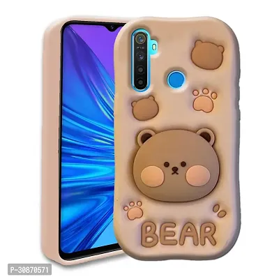 Ascensify Stylish Back Cover for Realme 5 Cute Funny Bear Case with Bear Face Holder  for Realme 5-thumb0