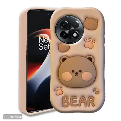 Ascensify Stylish Back Cover for OnePlus 11R 5G Cute Funny Bear Case with Bear Face Holder  for OnePlus 11R 5G-thumb0