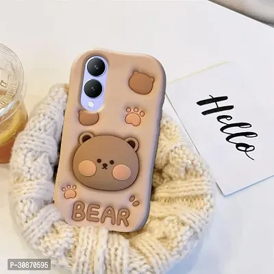 Ascensify Stylish Back Cover for Vivo Y17s Cute Funny Bear Case with Bear Face Holder  for Vivo Y17s-thumb3