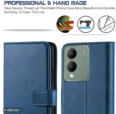 Classy Flip Cover for Vivo Y17s Blue Dual Protection-thumb3