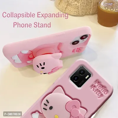 Ascensify Stylish Back Cover for Vivo Y15s Cute Hello Kitty Soft Case with Kitty Face Holder  for Vivo Y15s-thumb2