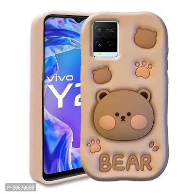 Ascensify Stylish Back Cover for Vivo Y21-2021 Cute Funny Bear Case with Bear Face Holder  for Vivo Y21-2021