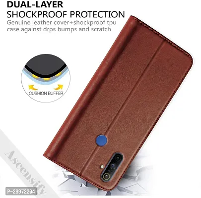 Classy Flip Cover for REALME NARZO 10A Brown Dual Protection-thumb3