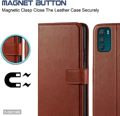 Classy Flip Cover for Moto G42 Brown Dual Protection-thumb4