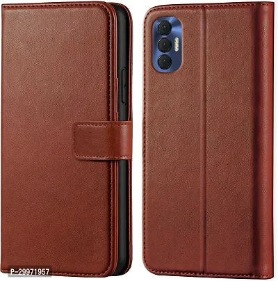 Classy Flip Cover for Tecno Spark 9T Brown Dual Protection