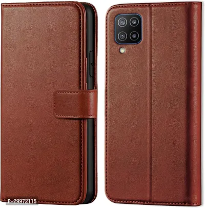 Classy Flip Cover for Samsung Galaxy F12 Brown-thumb0