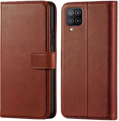 Classy Flip Cover for Samsung Galaxy F12 Brown