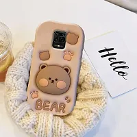 Ascensify Stylish Back Cover for Redmi Note 9 Pro Cute Funny Bear Case with Bear Face Holder  for Redmi Note 9 Pro-thumb2