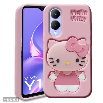 Ascensify Stylish Back Cover for Vivo Y17s Cute Hello Kitty Soft Case with Kitty Face Holder  for Vivo Y17s-thumb0