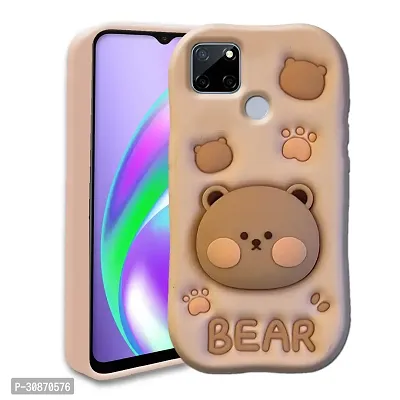 Ascensify Stylish Back Cover for Realme C12 Cute Funny Bear Case with Bear Face Holder  for Realme C12-thumb0