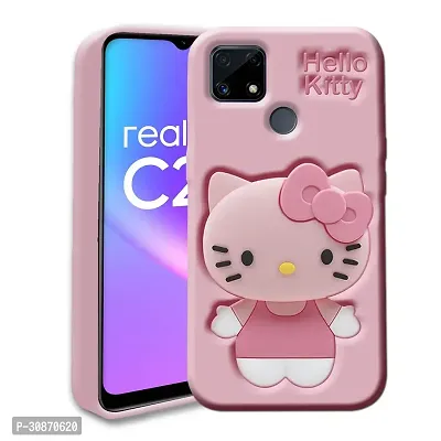 Ascensify Stylish Back Cover for Realme C25 Cute Hello Kitty Soft Case with Kitty Face Holder  for Realme C25-thumb0