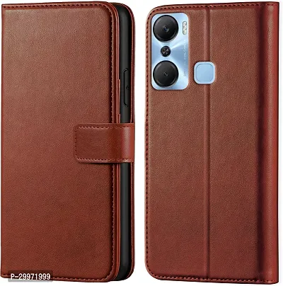 Classy Flip Cover for Infinix Hot 12 Pro Brown Dual Protection-thumb0