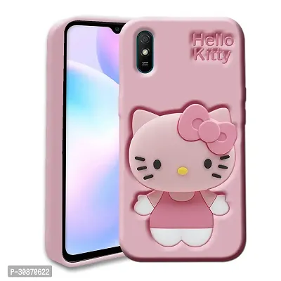 Ascensify Stylish Back Cover for Redmi 9A Cute Hello Kitty Soft Case with Kitty Face Holder  for Redmi 9A