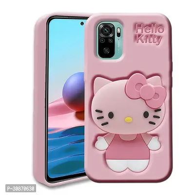 Ascensify Stylish Back Cover for Redmi Note 10 Cute Hello Kitty Soft Case with Kitty Face Holder  for Redmi Note 10-thumb0