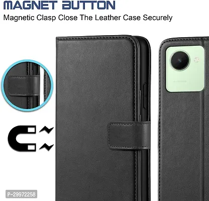 Classy Flip Cover for Realme C30 Black Dual Protection-thumb3