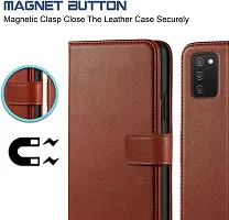 Classy Flip Cover for Samsung Galaxy A03s Brown Dual Protection-thumb3