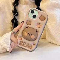 Ascensify Stylish Back Cover for Apple iPhone 15 Cute Funny Bear Case with Bear Face Holder  for Apple iPhone 15-thumb4