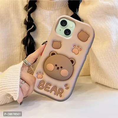 Ascensify Stylish Back Cover for Apple iPhone 15 Cute Funny Bear Case with Bear Face Holder  for Apple iPhone 15-thumb5