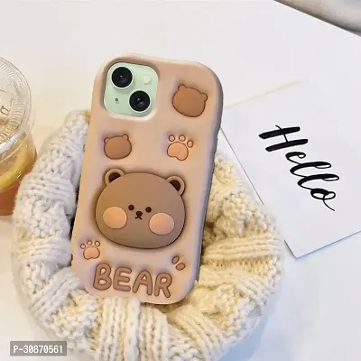 Ascensify Stylish Back Cover for Apple iPhone 15 Cute Funny Bear Case with Bear Face Holder  for Apple iPhone 15-thumb3