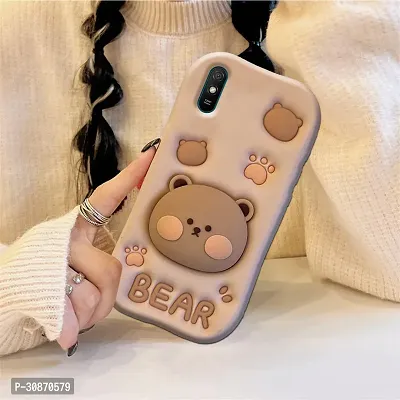 Ascensify Stylish Back Cover for Redmi 9A Cute Funny Bear Case with Bear Face Holder  for Redmi 9A-thumb5