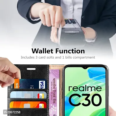 Classy Flip Cover for Realme C30 Black Dual Protection-thumb5